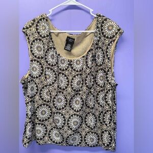 George Black and Cream Patterned Tank Top 21 inches long 22 pit to pit